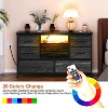 LED TV Stand Dresser with 8-Drawer for 55'' TV, Built-In Power Outlet, Wide Storage Chest with Wooden Top and 22 Adjustable Lighting Modes for Bedroom - 4 of 4