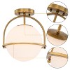 C Cattleya 1-Light Antique Brass Sphere Semi Flush Mount with Opal Glass Shade - 3 of 4
