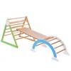 YOOCOZZ Wooden Climbing Triangle Toys - Indoor Arc Climber with Ramp, Arch Rocker (Reversible) - Natural Wood - 3 of 4