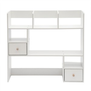 YIYIBYUS Desktop Organizer, Office Storage Rack with 2 Drawers, White - 1 of 4