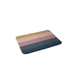 Colour Poems Minimal Retro Striped Memory Foam Bath Rug Blue/Pink - Deny Designs: Bohemian Bathroom Mat, Microfiber, Machine Washable - 1 of 3