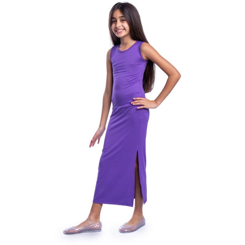 24seven Comfort Apparel Girls Side Slit Maxi Dress, 2 of 5