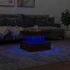 vidaXL Coffee Table with LED Lights - Brown Oak, Engineered Wood Square Table for Living Room, Office, Lounge Space - 4 of 4