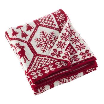 50"x60" Christmas Design Knitted Throw Blanket Red - Saro Lifestyle