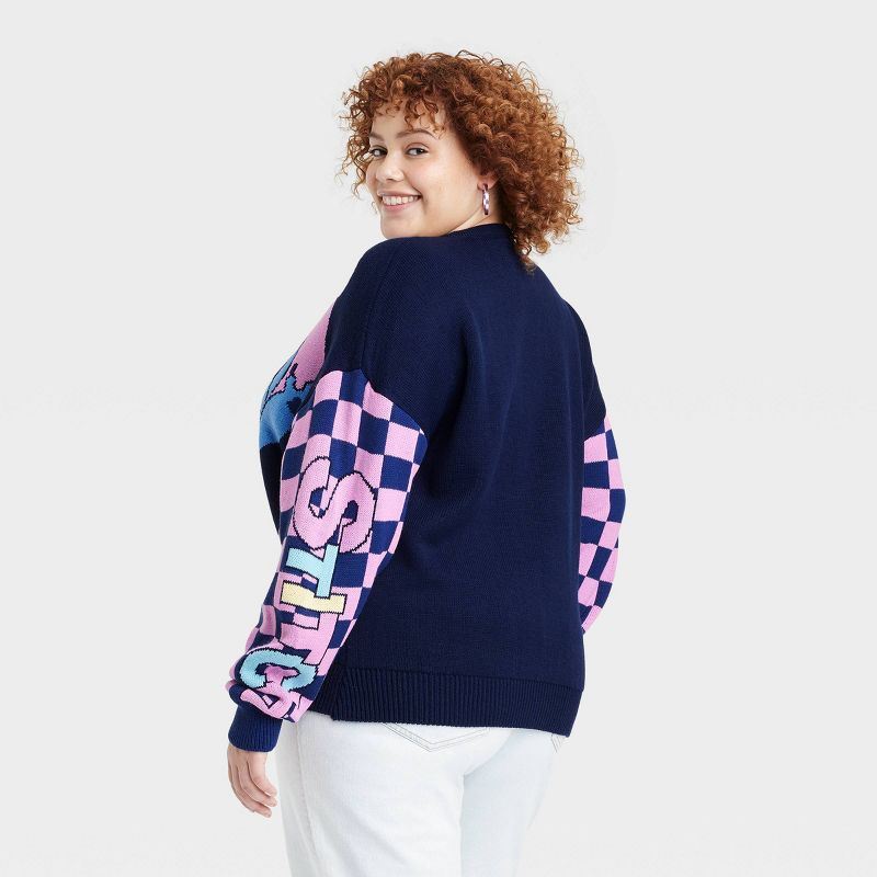 Women's Disney X Skinnydip Stitch Knitted Graphic Sweater - Blue, 2 of 4