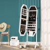 Costway Standing Jewelry Cabinet Armoire Organizer LED Light Mirror Lockable White - 2 of 4