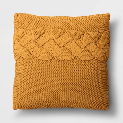 Oversized Cable Knit Square Throw Pillow Gold - Threshold™
