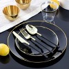 Elama 150 Piece Disposable Plastic Dinnerware Party Set for 25 Guests in Black with Gold Trim - 4 of 4