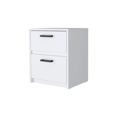 GlasFlength Nightstands Modern Nightstand Bedroom Nightstand Elegant Bedside Table with 2 Drawers for Living Room, White, 15"*12.7"*18.5"