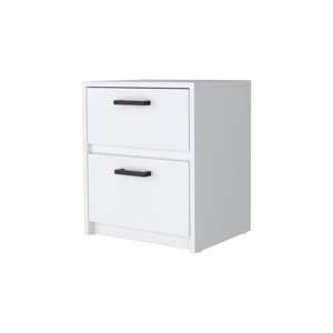 GlasFlength Nightstands Modern Nightstand Bedroom Nightstand Elegant Bedside Table with 2 Drawers for Living Room, White, 15"*12.7"*18.5" - 1 of 4