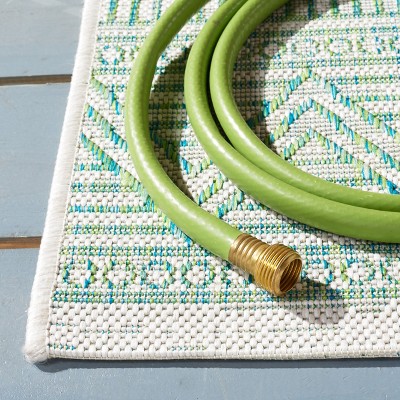 Beige/Green Non-Slip Rectangular Synthetic Easy Care Area Rug