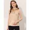 INSPIRE CHIC Women's Elegant Satin Sleeveless Bow Tie Mock Neck Solid Work Blouse - 2 of 4