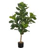 Monarch Specialties Artificial Plant 47 inch Tall Fiddle Tree Indoor Faux Fake Floor Greenery Potted Real Touch Decorative Green Leaves Black Pot - image 2 of 4