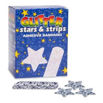 Glitter Stat Strip - Glitter Stars and Strips - Kids Adhesive Bandages, 3 in. x 3/4 in., 100 Count, 1 Pack