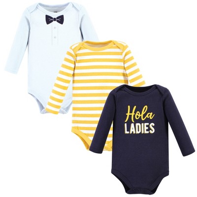 Hudson Baby Infant Boy Cotton Long-Sleeve Bodysuits, Hola Ladies 3-Pack, Preemie