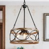 LNC Chet 4-Lights 16" Modern Farmhouse Small Drum DownLights Chandelier, Antique Brown and Matte Black - 2 of 4
