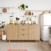 Buffet Cabinet w/ Storage, Farmhouse Credenza Storage Cabinet w/ 3 Drawers and 2 Doors, Coffee Bar Wine Bar Cabinets w/ Adjustable Shelves - 3 of 4