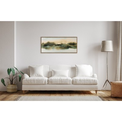 Tranquil Meadows Abstract Landscape Canvas Art in Gold Frame