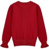 Girls Long Sleeve Cardigan Sweater Crew Neck Uniform Knit Sweater Button Down Ruffle - 3 of 4