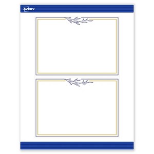 Avery 5" x 7" Cards, Gold & Navy Border with Florals, 20 ct - 1 of 4