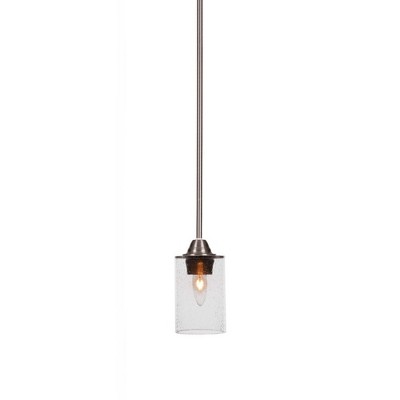 Toltec Lighting Paramount 1 - Light Pendant in  Brushed Nickel with 4" Clear Bubble Shade