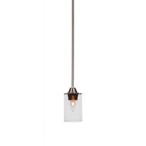 Toltec Lighting Paramount 1 - Light Pendant in  Brushed Nickel with 4" Clear Bubble Shade - 1 of 1