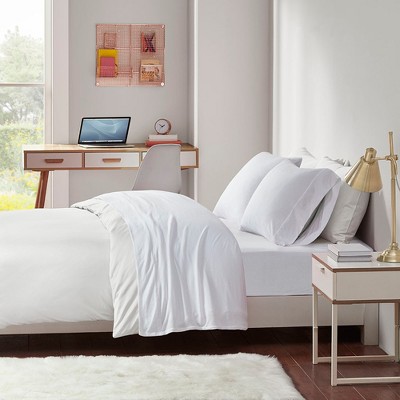 4 Pcs Stylish Jersey Knit Cotton Sheet Set, All Season Home Textile for Modern Bedroom Decor