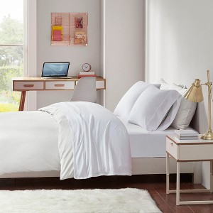 4 Pcs Stylish Jersey Knit Cotton Sheet Set, All Season Home Textile for Modern Bedroom Decor - 1 of 4
