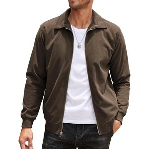 COOFANDY Men's Casual Corduroy Jacket Lightweight Zip Up Vintage Jacket Collared Bomber Jacket - 1 of 4