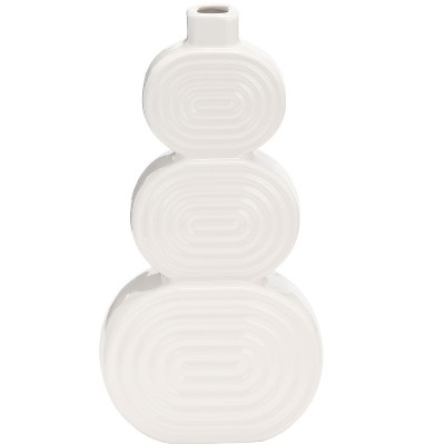 Sagebrook Home Stacked Circle Ceramic Vase - Contemporary Creative Abstract Vase for Home or Office Decorative