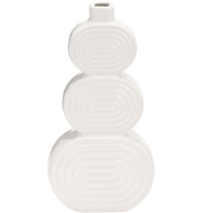 Sagebrook Home Stacked Circle Ceramic Vase - Contemporary Creative Abstract Vase for Home or Office Decorative - 1 of 4
