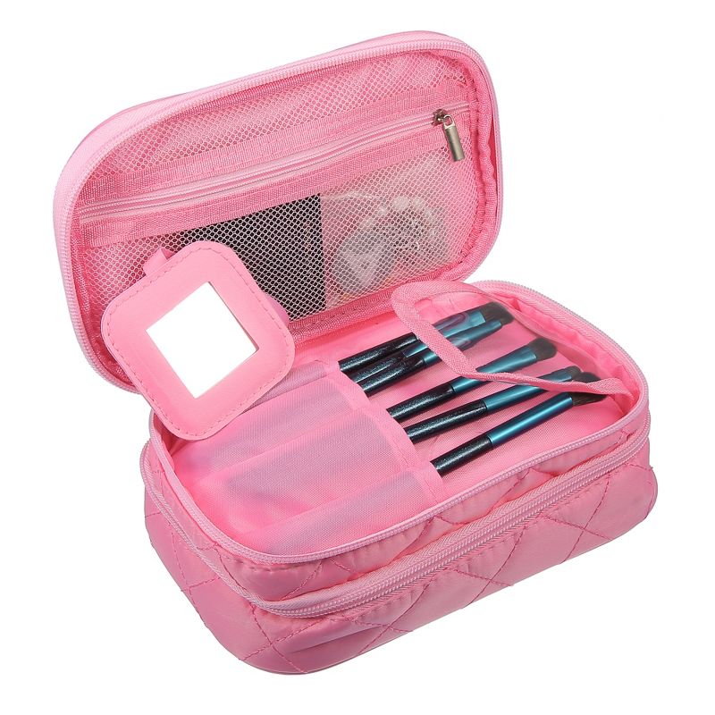 Unique Bargains Cosmetic Bag Travel Makeup Bag Cosmetic Brush Organizer Skin Care Storage Bag for Women 7.87"x4.72"x3.15" 1 Pc, 2 of 7