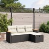 vidaXL Patio Sofa Set with Cushions Outdoor Furniture 4 Piece Poly Rattan - Black and Cream without Storage - 2 of 4