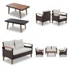 Outdoor 4-Pieces Furniture Set, Patio Sofa Set with Coffee Table, PE Rattan Sofa with Acacia Wood Frame and Removable Cushions–Cuddlewood - 4 of 4
