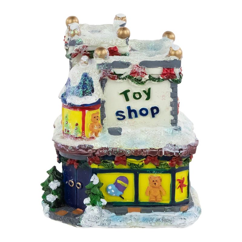 Northlight 4" Glittered Snowy Toy Shop Christmas Village Building, 1 of 6