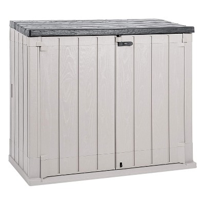 Toomax Stora Way Plus XL All-Weather Resin Outdoor Horizontal Storage Shed Cabinet for Trash Cans and Yard Tools, 44 cu ft, Taupe Grey/Anthracite