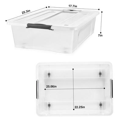 Clear Stackable Plastic Underbed Storage Bins with Lids, 2-Pack