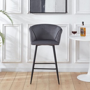 PAGED Modern Velvet Bar Height Stools Set of 2, Counter Stool Chair with Back and Metal Legs for Bar, Kitchen - 1 of 4