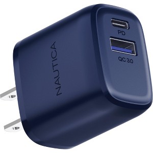 Nautica CH80 iPhone Charger - 20W PD USB-C / USB-A QC 3.0 Dual Port Wall Charger for iPhone 14/13/12/12 Pro Max/11/Xs Max/XR/X,AirPods Pro (Navy) - 1 of 4