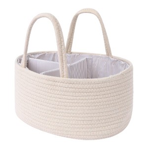Unique Bargains Handcrafted Odorless Cotton Rope Storage Basket with Handles and Divider 1 Pack - 1 of 4