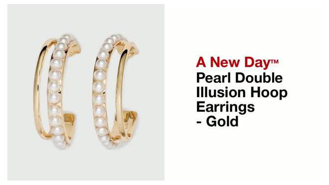 Pearl Double Illusion Hoop Earrings - A New Day&#8482; Gold, 2 of 7, play video