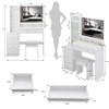 Makeup Vanity Desk with Mirror and Light, Makeup Vanity Table with Stool, Dressing Table with 5 Drawers & Open Storage for Small Space - 2 of 4