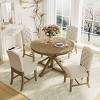 Retro Style Dining Sets Round, Dining Table Set For 4, Extendable Dining Table Set, Dining Set Solid Wood With 4 Upholstered Chairs-Cuddlewood - 3 of 4