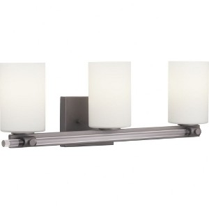 Progress Lighting Lisbon Collection 3-Light Bath Vanity in Black Finish with Etched Opal Glass Shades - 1 of 4