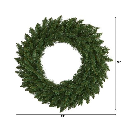 24" Green Pine Artificial Christmas Wreath with Clear LED Lights