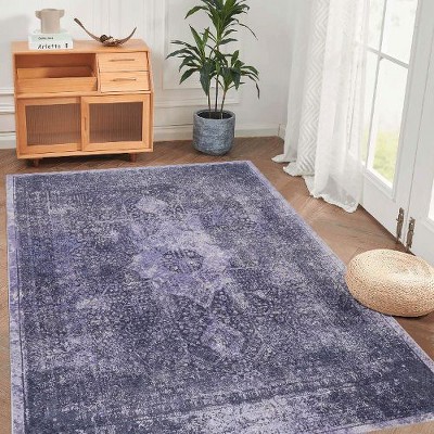 Kumasinova Washable Area Rug, Non-Slip Low-Pile Living Room Rug, Soft Chenille Rugs, Stain-Resistant Door Mat, Kids & Pets Friendly