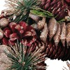 Northlight Dusty Rose and Red Pine Cones Glitter Artificial Christmas Wreath, 10-Inch, Unlit - 3 of 3