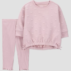 Carter's Just One You® Baby Girls' 2pc Hearts Sweatshirt and Leggings Set - Pink - 1 of 3