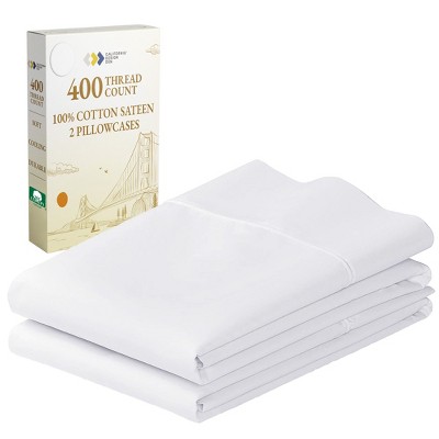 400 Thread Count Pillowcases, 100% Cotton Sateen, Soft & Cooling by California Design Den