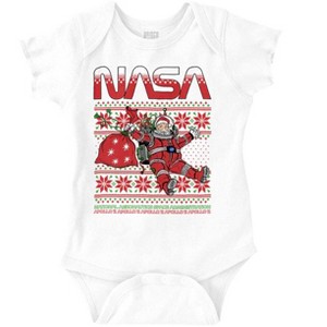 Ugly Christmas Pattern NASA Santa Baby Romper Boys or Girls Brisco Brands - 1 of 4